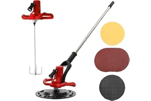BULELULA Concrete Trowel with Mixing Rod, Concrete Mixer, 80-200RPM Wall Smoothing Polishing Machine with Extension Rod Electric Plaster Mortar Cement Putty Trowel 1680W (Red)