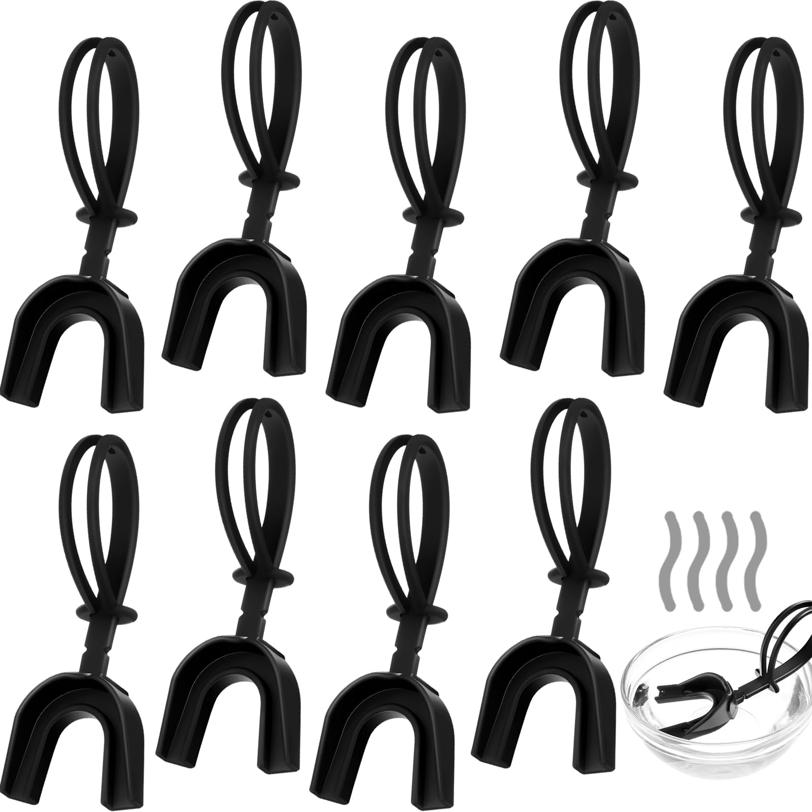 Photo 1 of Dunzy 10 Pcs Strapped Mouth Guard Sports Moldable Strap Mouth Guard Football Mouthguard Adult Youth Mouthpiece Protector for Basketball Hockey Wrestling