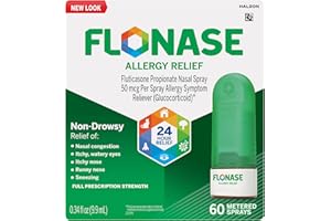 Flonase Allergy Relief Nasal Spray, 24 Hour Non Drowsy Allergy Medicine, Metered Nasal Spray - 60 Sprays