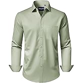 Alimens & Gentle Men's Dress Shirts Long Sleeve Wrinkle-Free Stretch Shirts Solid Formal Button Down Shirt with Pocket