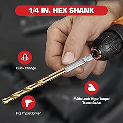 AIMLENTOOL 13PC 1/4" Titanium Coated Twist Hex