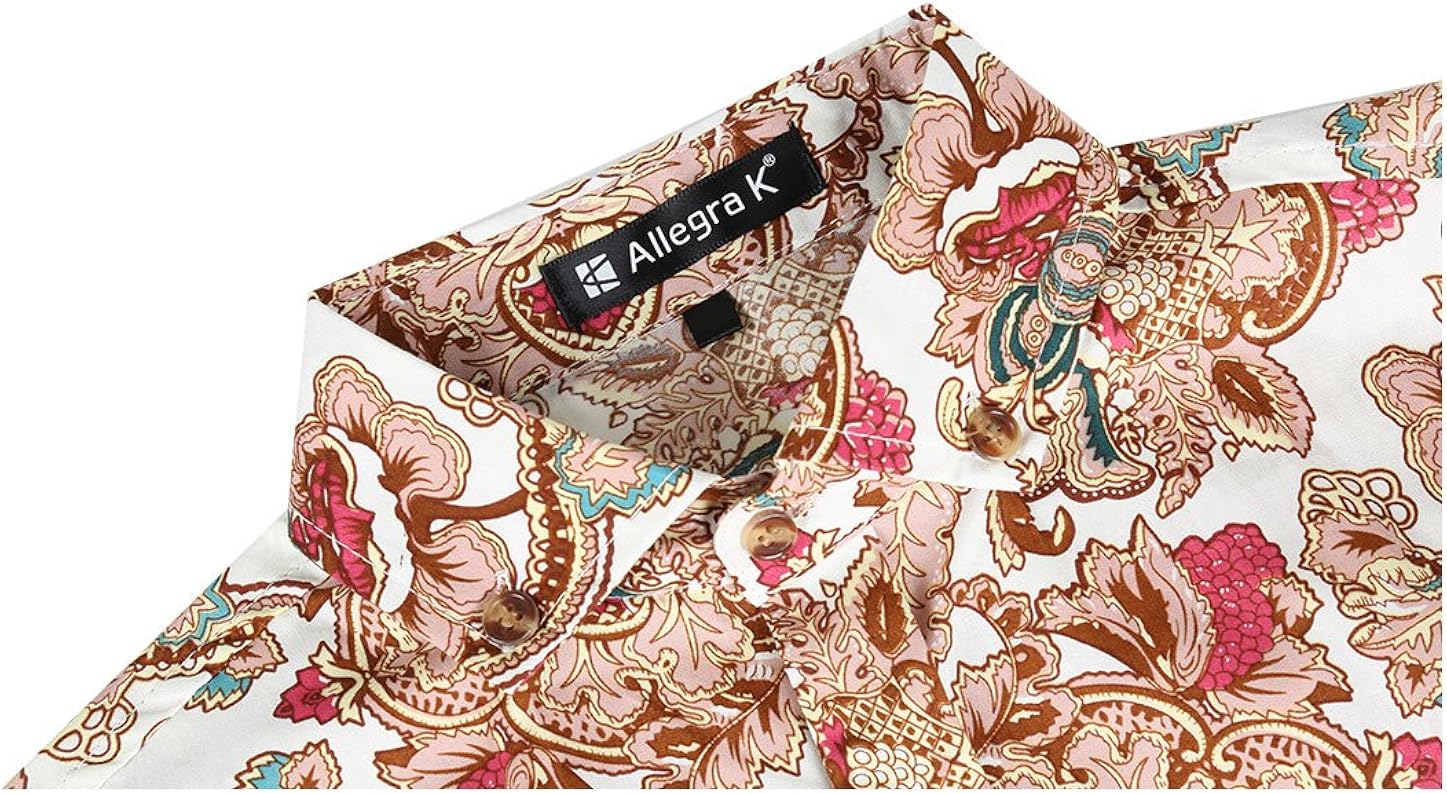 uxcell Men's Summer Floral Print Short Sleeve Button Down Beach Hawaiian Casual Shirt at  Men’s Clothing store