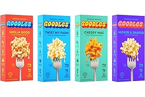 Goodles Mac & Cheese Assortment 4 Pack, 6oz - 14g Protein, 6g Fiber with Prebiotics, 21 Plant-Based Nutrients and Made w/REAL Cheese! | Clean Label Certified