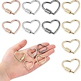 YBEATY 10 Pcs Heart Shaped Carabiner Metal Screw Heart Keychain Clip Backpack Clips Heavy Duty Carabiner Hardware Accessories for Handbag DIY Bags Key Rings and Craft Making Camping Hiking