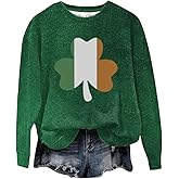 GOKKILRW Womens Green St Patricks Day Sweatshirts Rave Party Long Sleeve Casual Pullover Tops Carnival Crewneck Irish Shirts