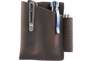 VIPERADE PJ12 Leather EDC Pocket Organizer for Belt, Multitool and Flashlight Holster, Leather EDC Holster with Pen Loop, EDC Leather Knife Sheath with Belt Clip