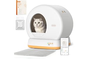 MeoWant Self-Cleaning Cat Litter Box, Advanced Safety System Automatic Cat Litter Box Perfect for Multi Cats, Extra Large/Odor Control/APP Control Smart Cat Litter Box with Mat & Liner, Yellow