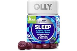 OLLY Extra Strength Sleep Gummy, 5 mg Melatonin, L-Theanine, Chamomile, Lemon Balm, Sleep Aid, BlackBerry - 50 Count