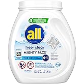 all Unit Dose Laundry Detergent, Mighty Pacs, Free Clear, 80 Count