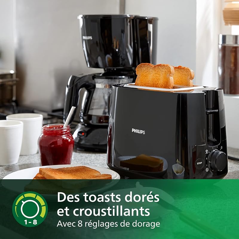 Grille-pain Daily, 2 fentes larges, 8 réglages, 830W, Noir — photo 5 sur 7