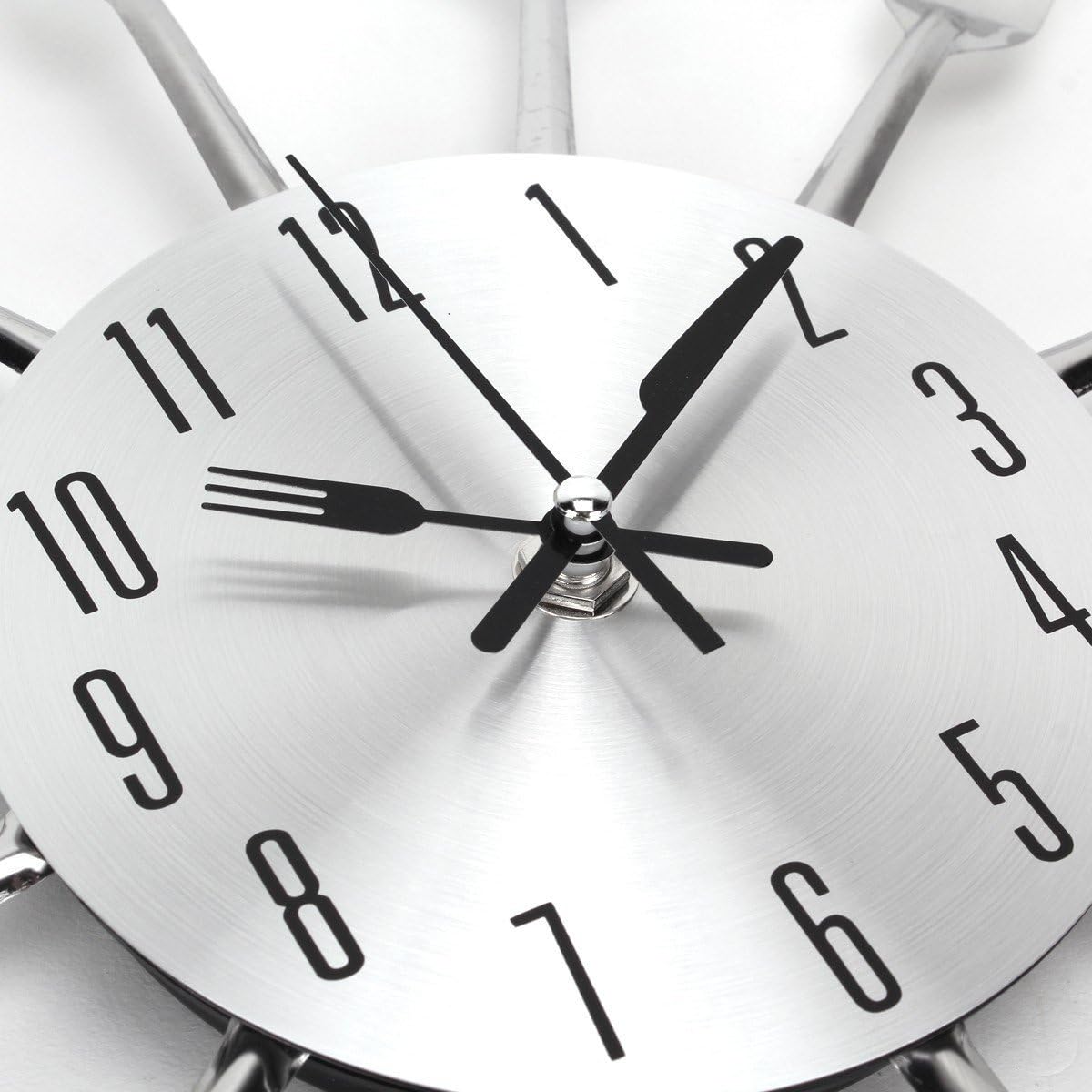 Timelike Kitchen Wall Clock, 3D Removable Modern Creative Cutlery Kitchen Spoon Fork Wall Clock Mirror Wall Decal Wall Sticker Room Home Decoration (Sliver): Home & Kitchen