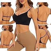 Low Back Bra for Women Wirefree Seamless Bra Backless Multiway Straps Convertible Halter Bra with Padded Removeable