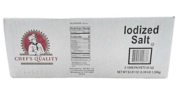 CHEF’S QUALITY INDIVIDUAL SALT PACKETS – PORTABLE SALT PACKETS – OU-KOSHER (3000 SALT PACKETS)