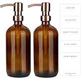 Emerson Soap Dispenser, Dish Soap Dispenser for Kitchen, Soap Dispenser Bathroom Set, Hand Soap Dispenser, Kitchen Soap Dispenser Set, Glass Soap Dispenser with Pump and Labels - 16 Oz - 2 Pack
