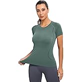 MathCat Seamless Workout Tops for Women, Short Sleeve Compression Athletic Shirts Soft Yoga Gym Tops
