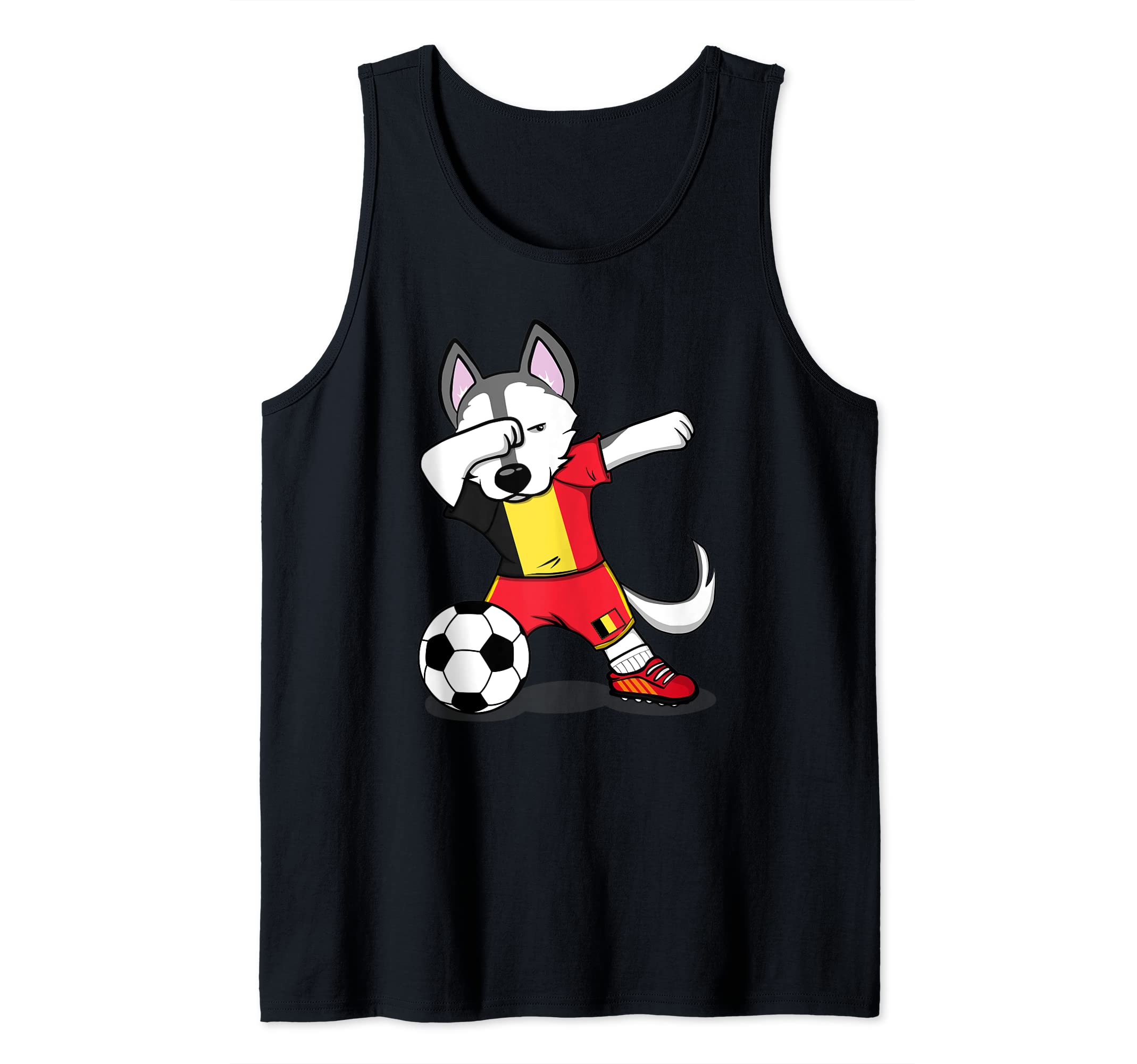 Dabbing Husky Dog Belgium Football Belgian Flag Soccer Lover Tank Top