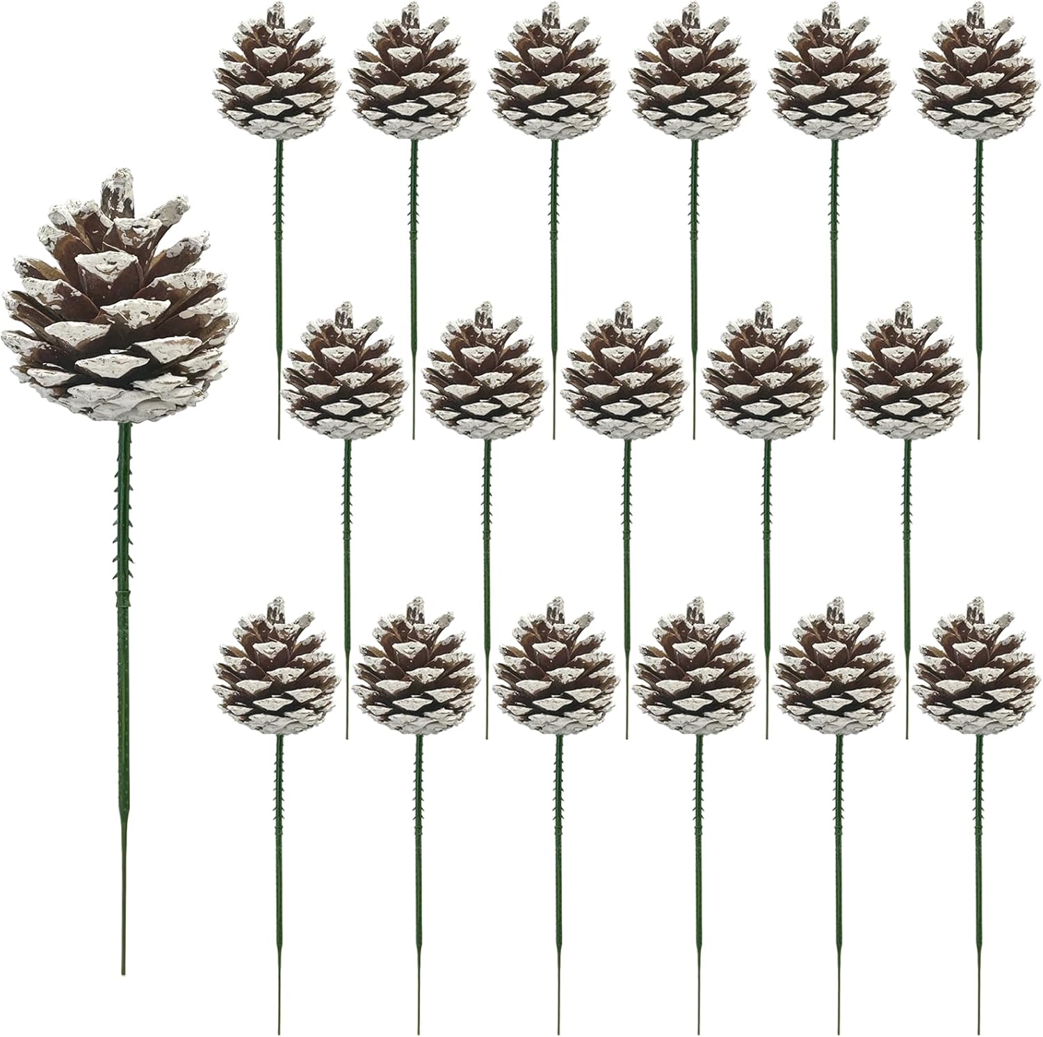 Tree Stands - 20 PCS Christmas Pine Cones, 2-2.4 Inch Large Natural Pine Cones, Snow Pinecones with 5 Inch Wired Pick for Christmas Tree, Holiday Wreath Garland Ornaments DIY Craft Decorations
