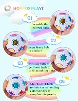 ROXENDA Magic Rainbow Ball 3D Puzzle Brain Teaser Fidget Toy 68mm White view 3
