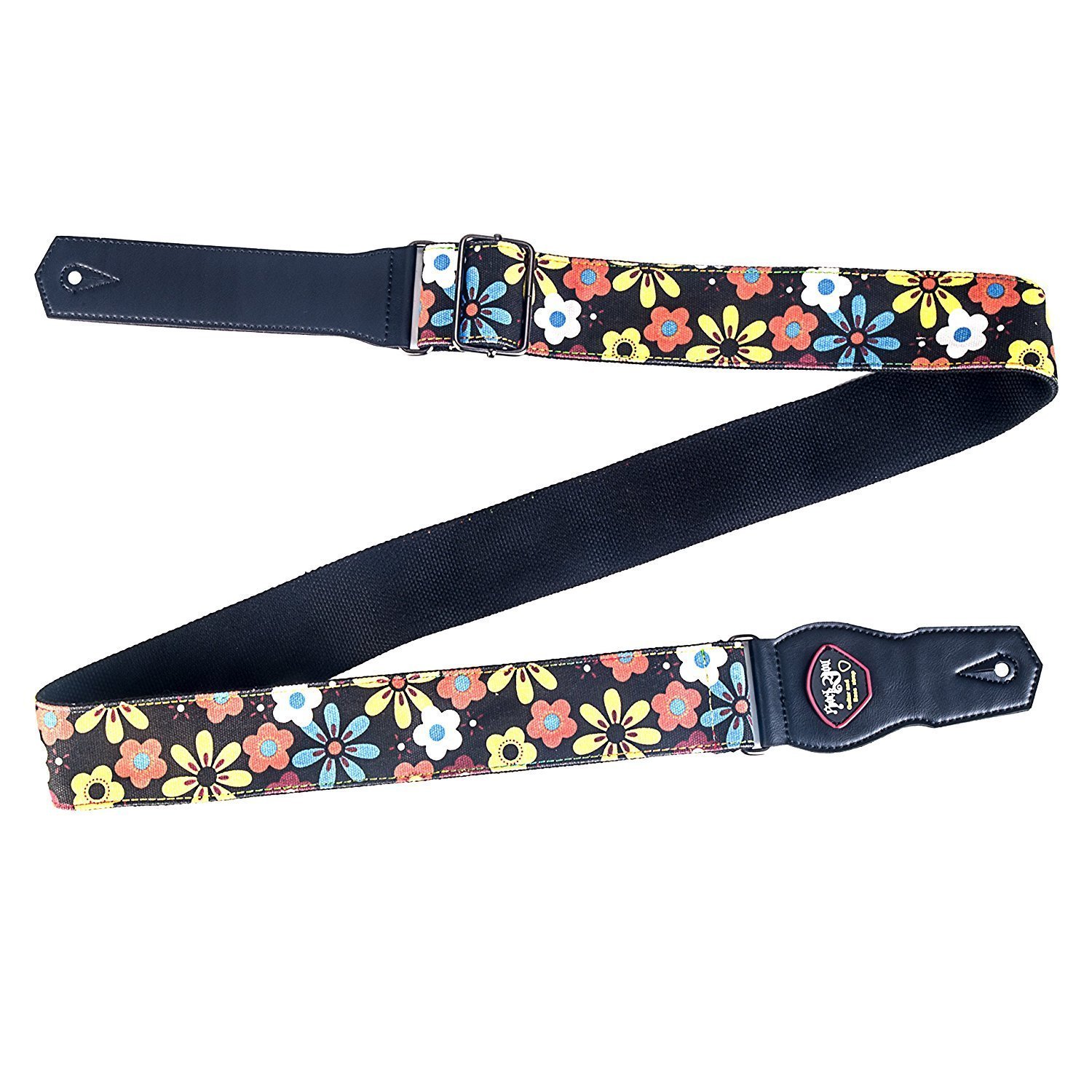Mugig Guitar Strap, Adjustable Soft Cotton With Lovely Flower Pattern Strap for Guitar, Bass