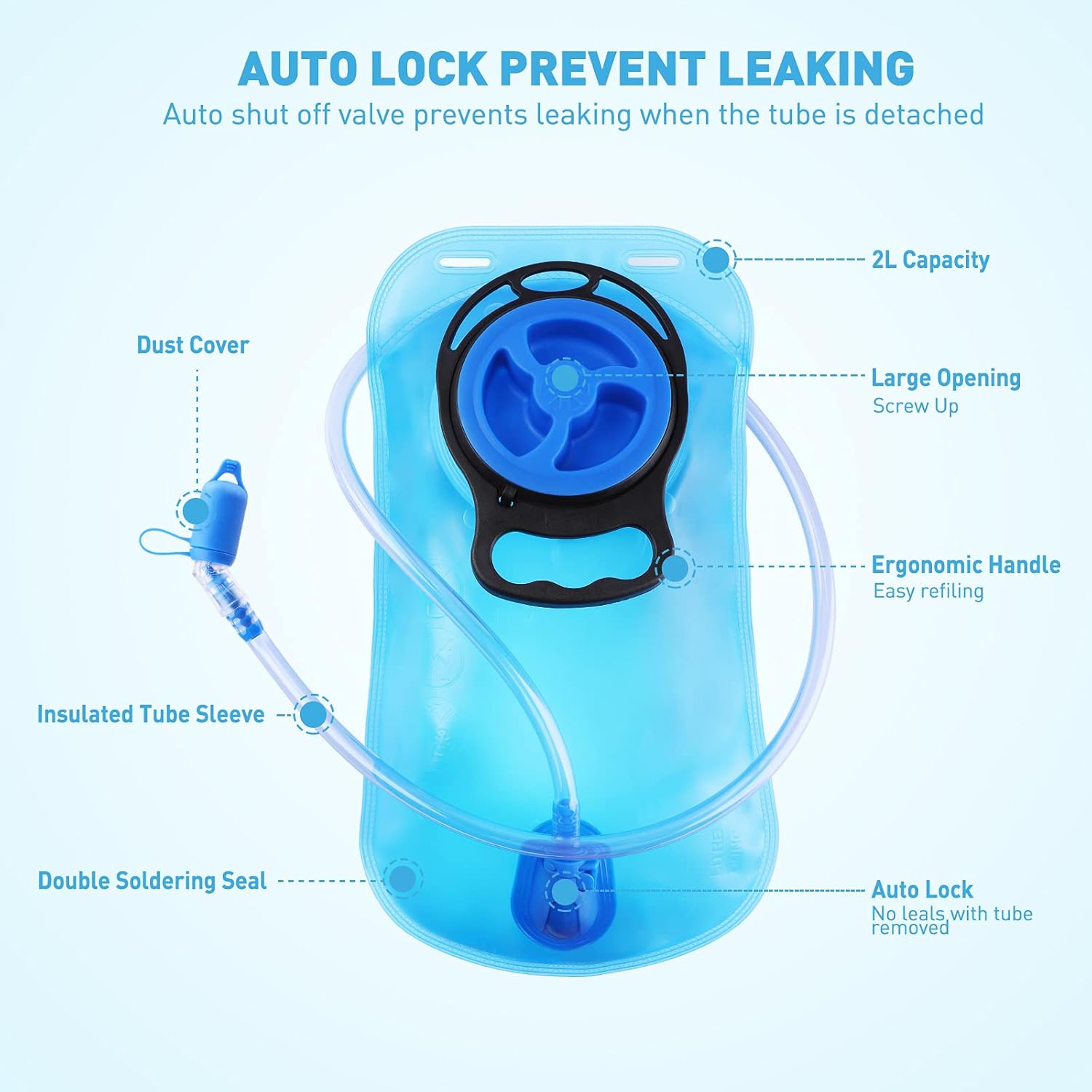 WILDMAX 2L Hydration Bladder Water Bladder Leak Proof Hydration Reservoir with Insulated TPU Tube, Water Reservoir Replacement for Backpacks for Outdoor Hiking Biking Climbing Cycling Running Walking : Sports & Outdoors