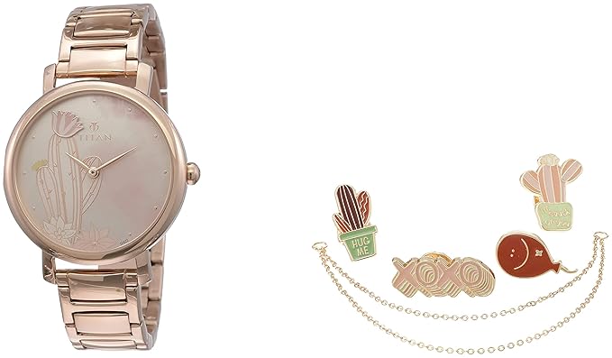 Valentines Analog Rose Gold Dial Women's Watch-95102WM01F