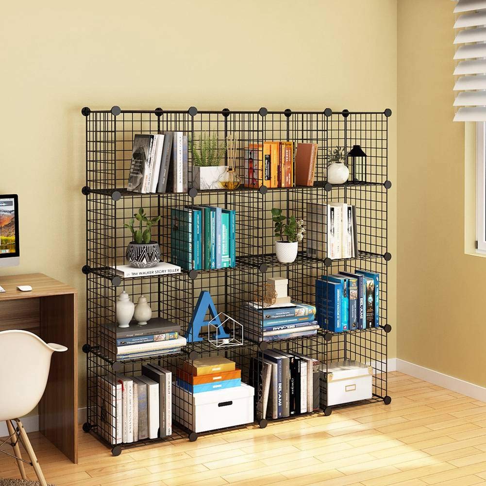 KOUSI Storage Cubes Wire Grid Modular Metal Cubbies Organizer Bookcases
