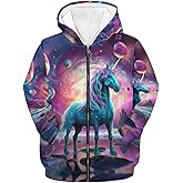 Parprinty Soft Loose Fit Boys Animal Print Zip Up Hoodies with Pockets Comfort Hooded Jacket