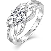 YL Celtic Knot Rings 925 Sterling Silver Twisted Ring Cubic Zirconia Infinity Statement Jewelry for Women