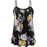 Air Curvey Camisole for Women Bulid in Bra Casual Flowy Cami Adjustable Spaghetti Strap Tank Top Pleated Loose Fit S-XXXXL