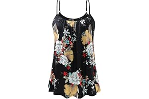 ROSYLINE Womens Camisoles with Built in Shelf Bra Casual Flowy Cami with Adjustable Straps Tank Loose Fit Size S-4XL