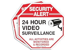 FAITTOO Video Surveillance Signs (2 Pack) 12 x 12 Rust Free .040 Aluminum Security Warning Reflective Metal Signs, Indoor or Outdoor Use for Home Business CCTV Security Camera, UV Protected & Waterproof