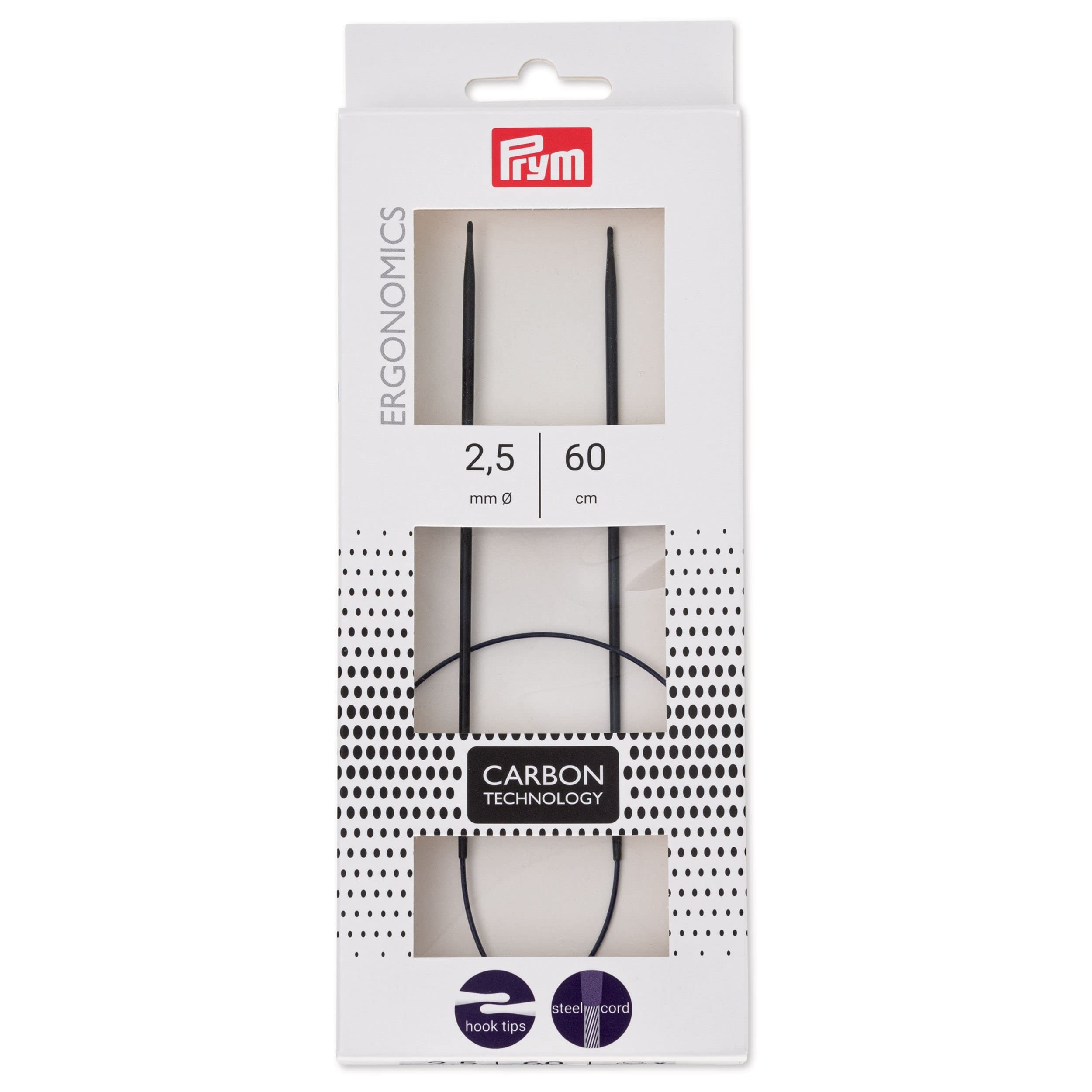 215 201 Prym Circular Ergonomic Knitting Needle Carbon 2.5/60