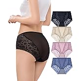 Chouchounel Women’s Underwear Mid-Rise Panties – Lace Underwear For Women 4-Pack, Lace Floral Panties, Soft & Breathable