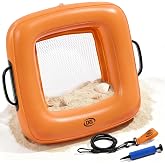 CKG Floating Inflatable Sand Sifter, Lightweight Durable Shark Tooth Sifter for the Beach with Comfortable Grip &amp; Double Sifting Mesh, Perfect for Metal Detecting, Beach Accessories
