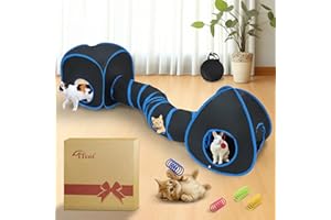 ITENT Cat Tunnels for Indoor Cats with Cube Tent Toys Combo, Pop Up Collapsible Crinkle Interactive Peek Hole, Cat Tube with Play Ball,Bell and Cat Spring Toys for Kitten, Puppy, Kitty, Rabbit - Set of 3