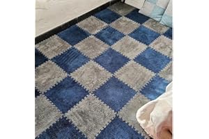 12Pcs 30cm Carpet Padding,Foam Floor Tiles,Interlocking Carpet Shaggy Soft EVA Foam Mats RV Carpet Tiles for Bedroom, Playroo