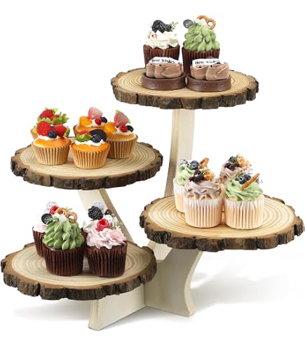 Three Tiered Wood Cupcake Stand - Wedding Decor by Perryhill Rustics
