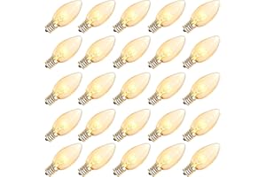 Abeja 25 Pack C9 Incandescent Replacement Bulb C9 Christmas Light Bulb for Holiday Party Christmas Decorative String Light E17 Intermediate Base 7w Clear Bulb