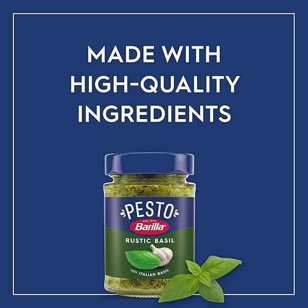 BARILLA RUSTIC BASIL PESTO SAUCE MADE WITH ITALIAN BASIL AND CHEESES, 6.5 OZ. JAR, PASTA SAUCE AND SPREAD