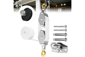 YATOINTO Rope Pulley Hoist 4400 LB, 8:1 Power Pulley Block and Tackle System, Pulley Block 65ft, Rope Hoist for Garage Wareho