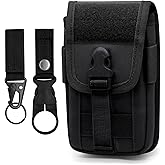 Qavctw Tactical Phone Pouch Molle EDC Phone Holster Universal Belt Waist Bag Smartphone Case Organizer Bag with Molle Key Ring & Water Ring