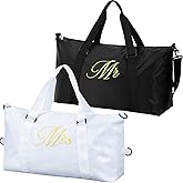 Sanwuta 2 Pcs Couple Duffel Travel Bag Set Wedding Gift Bag for Valentine Bride Groom Honeymoon Travel Bags Gym/weekender Bag(Mrs Mr)