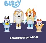 Bluey Wedding Time 4-Pack Figures | Uncle Rad Frisky Bingo Flower Girl Toy view 2