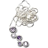 Natural 2.5ct Purple Amethyst 925 Solid Sterling Silver Pendant Necklace 16"