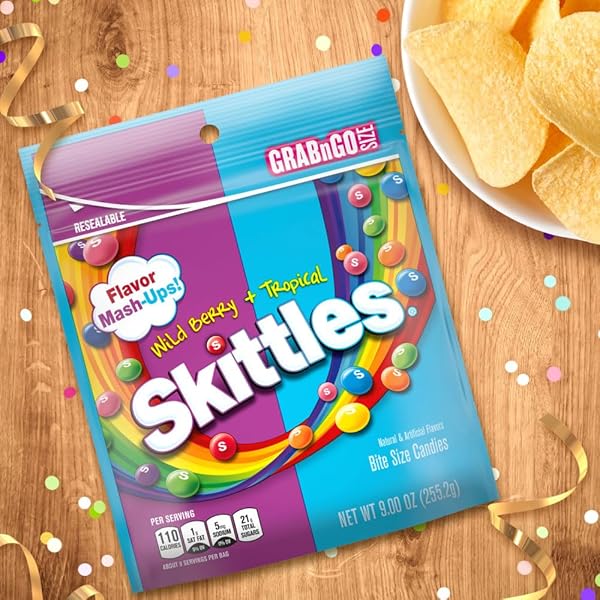 SKITTLES MASH-UPS WILD BERRY AND TROPICAL CANDY, 9-OUNCE BAG