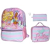 AI ACCESSORY INNOVATIONS Barbie Mermaids 5-Piece 16" Girls Backpack School Lunch Bag Set with Gadget Case Carabiner and Rubber Zipper Dangle