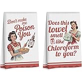CFGBFDGH 2Pcs Funny Kitchen Towels, Retro Sassy Lady Decorative Hand Towels for Kitchen Home Farmhouse, Absorbent Microfiber Dish Cloth Tea Towel, Housewarming Gifts for Women Mom Grandma