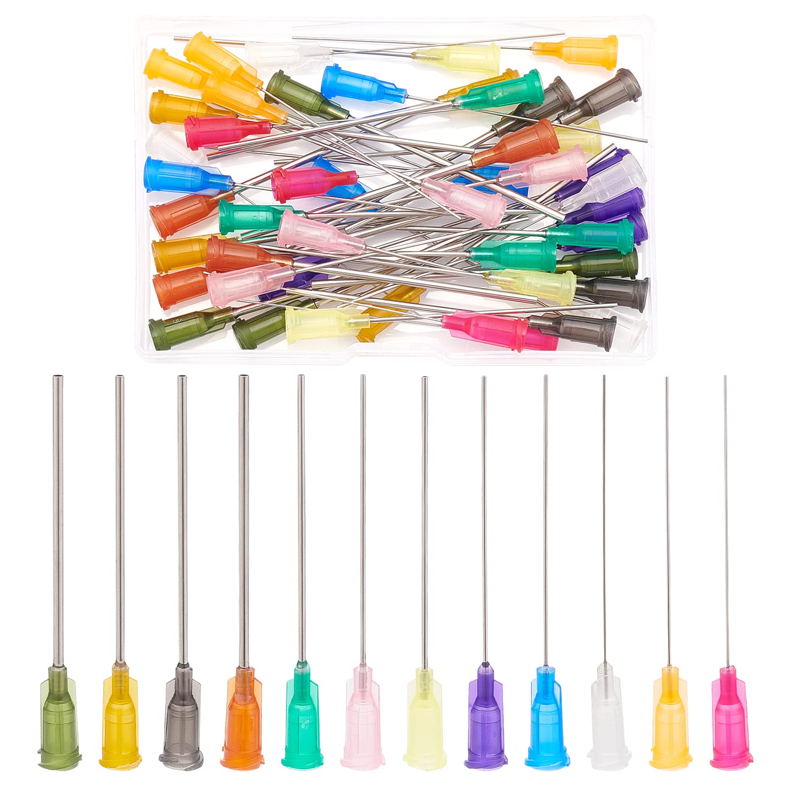 BENECREAT 48PCS 2.5 Inch 12 Different Gauge Blunt Tip Syringe Needles Dispensing Needle with 304 Stainless Steel Pin for Refilling E-Liquid Inks and Syringes — image 1