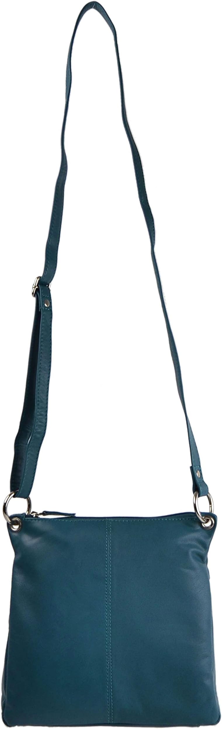Ladies Soft Medium Leather Shoulder Bag by Blousey Brown Classic Handbag (Teal)