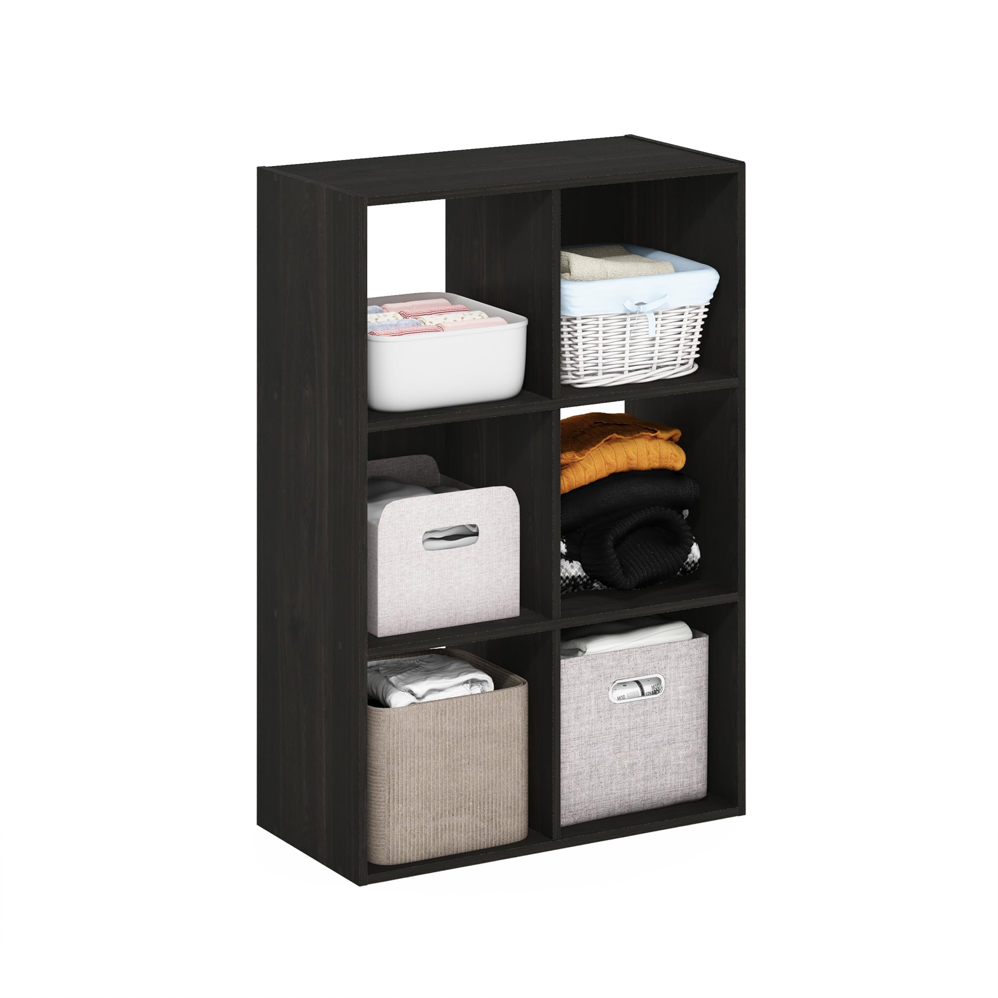 Photo 1 of ****DAMAGED & MISSING HARDWARE -SELLING AS PARTS ONLY*** Furinno PELLI Closet Organizers and Storage, 6-Cube Closet Organizer, Open Shelf Closet Storage, for Wardrobe, Bedroom, Living Room, Espresso